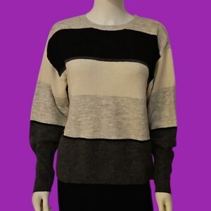VTG H&M Mohair Wool Color Block Crew Neck Unisex Varsity Sweater